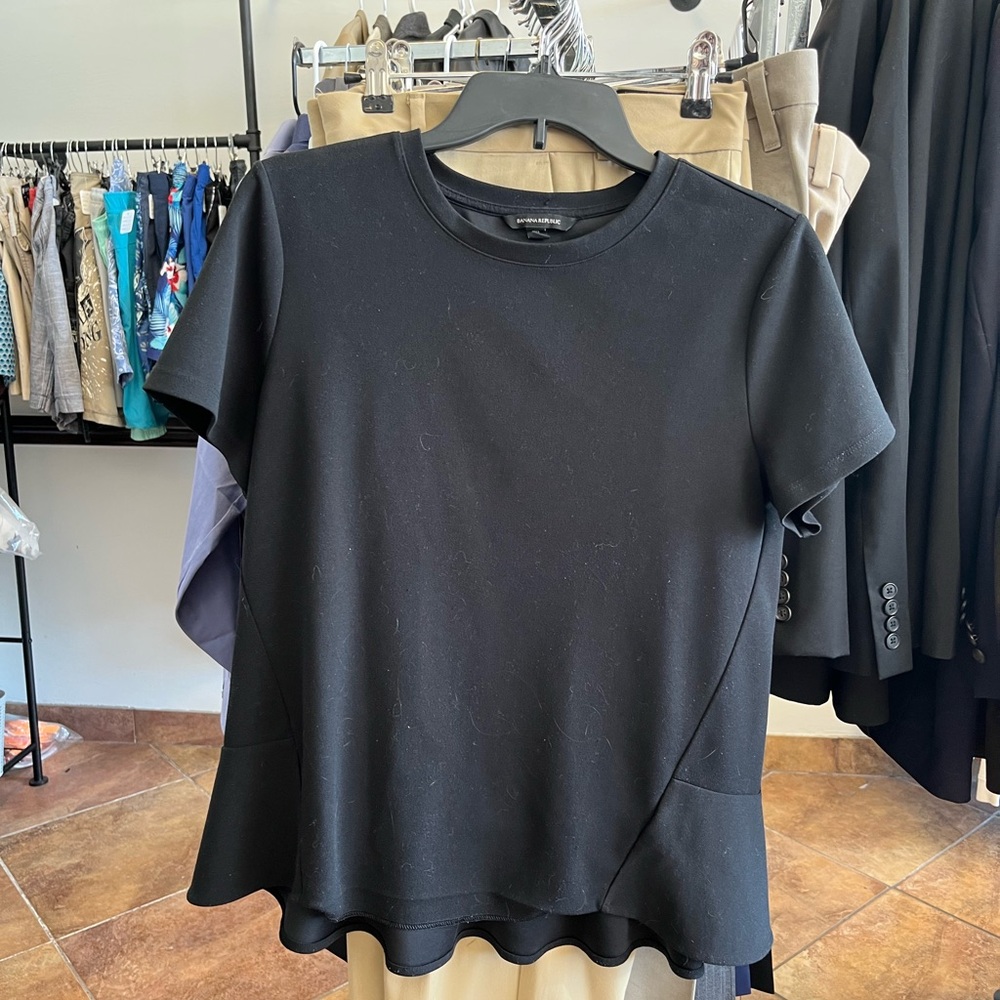 Banana Republic Black Short Sleeve Peplum Top